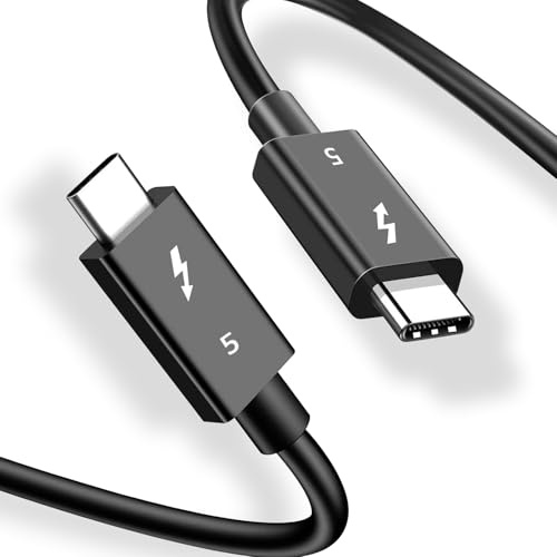 Diyuna Thunderbolt 5-kabel 80 Gbps - Kompatibel med Thunderbolt 5/4/3, 240 W PD snabbladdningskabel, stöder 16K@60Hz 8K@60Hz 4K@240Hz skärm för bärbar dator, MacBook, eGPU, SSD, dockningsstation (1M)