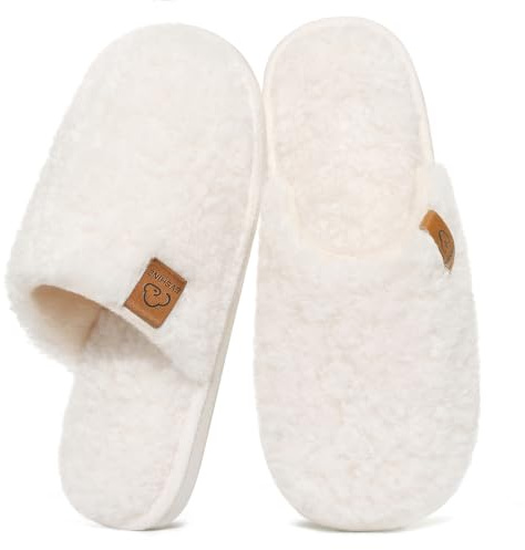 Evshine Women's Fluffy Slip-on Slippers Comfy Indoor House Scuff Closed Toe | Soft,Fuzzy,Memory Foam,Lightweight,Easy Slip-on,Gift