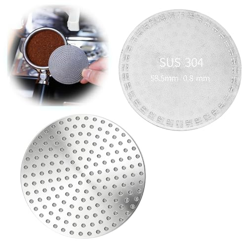2 Pezzi Colino per Espresso 58 MM in Acciaio Inossidabile, Puck Screen Metallico Riutilizzabile 0,8 MM Ultra Sottile Filtro Caffè per Estrazione Uniforme, Accessorio Barista Compatibile Porta Filtro