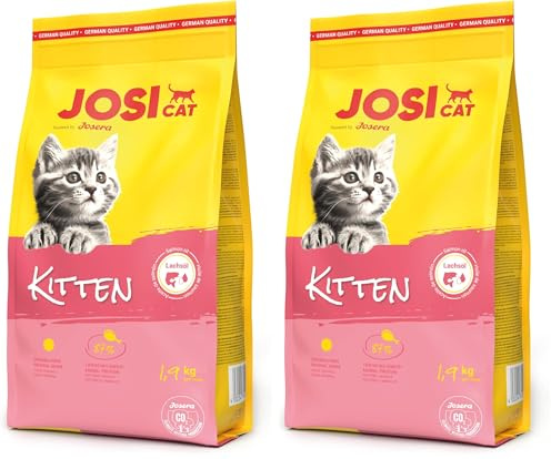 JosiCat Junior, Comida Seca Premium para Gatos en Crecimiento y Lactantes, con Alto Contenido energético, Aceite de salmón y vitaminas, 1 Unidad (Paquete de 2)