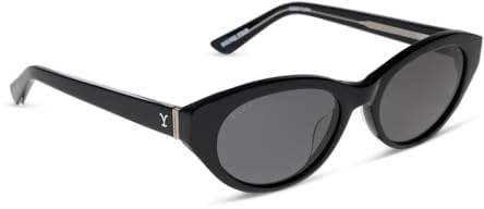 DIFF | Yellowstone Sunglasses Teeter Oval Sunglasses for Women | UV400 Polarized Protection | Classic Black + Grey