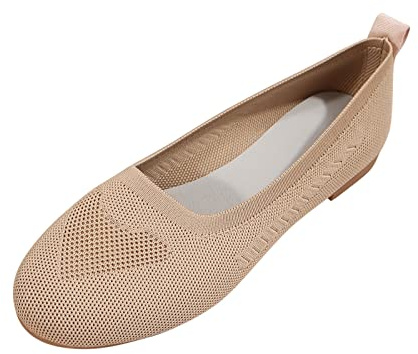 Eauptffy Ballerines d'été en maille pour femme avec bout rond - Chaussures plates à enfiler - Super douces - Chaussures d'été élégantes à bout ouvert - Pantoufles bohème - Tendance - Confortables, O