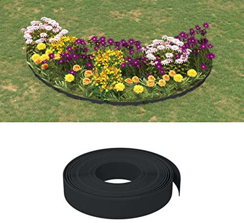 LoogCape gräskanter 5 stycken svart 10 meter 10 centimeter polyeten flexibel rabattkant för trädgård, vägbegränsning, rotspärr, väderbeständig, rostfri, formbar, lätt att sätta fast, hållbar