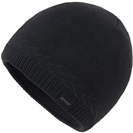 OMECHY Mens Winter Warm Knitting Hats Plain Skull Beanie Cuff Toboggan Knit Cap Black