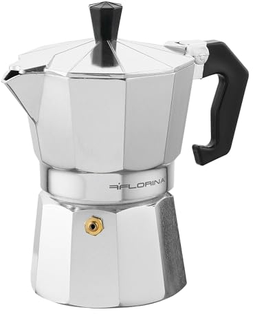 Florina Cafetière Italienne (150 ml) I 3 Tasses I Machine a Cafe Italienne GRANDE I Cafetière en Aluminium pour Préparation d'Espresso Italien I Convient à tous les Types de Cuisinières, Induction
