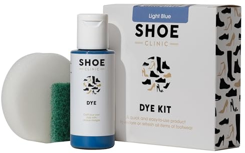 Shoe Clinic Shoe Colouring Kit | Complete Shoe Dye Kit for Leather, Fabric, Satin & Canvas Fabrics | Restore or Change The Colour of Footwear | Use on Trainers, Boots Sneakers & More | (Light Blue)