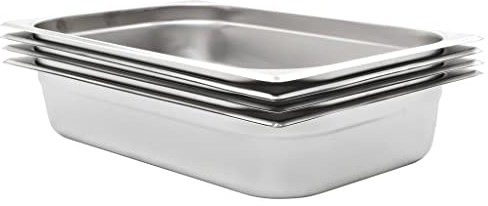 vidaXL 4x Contenitori Gastronorm Impilabili Universali Rettangolari Atossico Teglie Cucina 1/1 100mm in Acciaio Inox Argento