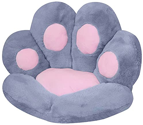 Cute Cat Paw Cushion, Plush Chair Seat Cushion, Desk Cat Paw Pillow, Bear Paw Shape Lazy Sofa Office Chair Cushion, Armchair Seat Pad Support Waist Backrest, Cozy Warm Floor Seat Cushion 70×60cm(Gray)