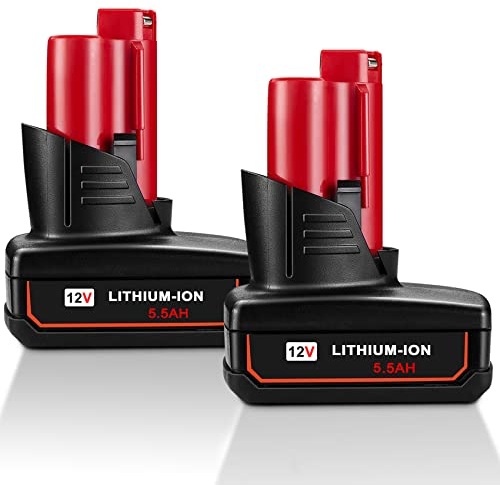 JYJZPB 12 V 5,5 Ah Batteries de Rechange au Lithium-ION pour Milwaukee M12 48-11-2410 48-11-2420 48-11-2411 48-11-2401 48-11-2402 M-12 Outils sans Fil