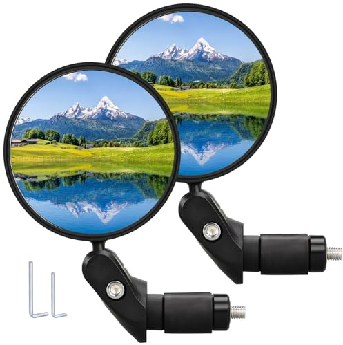 Handlebar Bike Mirrors, 2pcs Bicycle Rearview Mirror Set, Adjustable Handlebar Mounted Convex Mirror with Allen Wrench, for Mountain Road Bikes