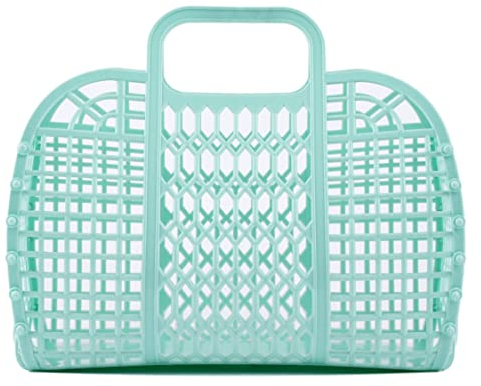 BABANA Kleine Plastikgelee-Taschen - Wiederverwendbarer Geschenkkorb | Strandtasche, Braut-, Osterkorb (Minze)