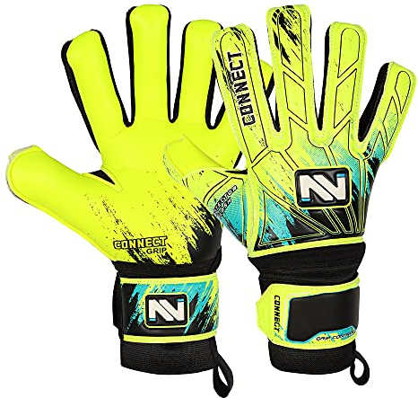 CONNECT Torwarthandschuhe Premium Grip, Torwarthandschuhe für Kinder, Jugendliche & Erwachsene, Fußballhandschuhe mit Fingerschutz, Torwart-Handschuhe (Fluorescent Yellow, 7)