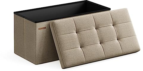 SONGMICS Mazie Collection ULSF047R01 - Panca ottomana pieghevole da 76 cm, poggiapiedi, panca portaoggetti con estremità del letto, carico 299,4 kg, per soggiorno, camera da letto, ingresso, marrone