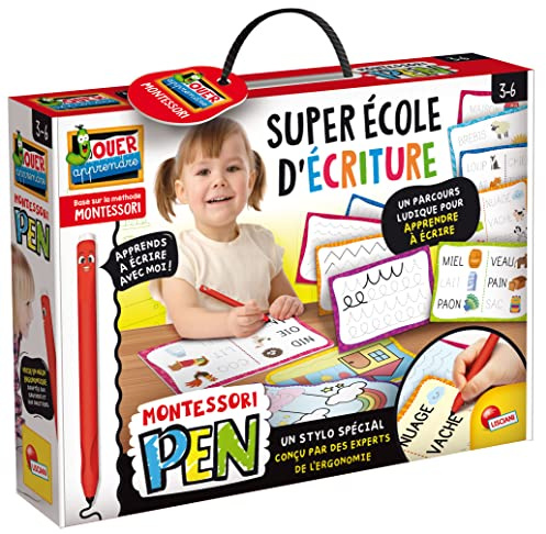 Lisciani Montessori Pen Super Schreiblernstift zum Schreibenlernen – Montessori Aktivität – mit wiederverwendbaren Schieferplatten – Feinmotorik für Kinder im Alter von 3, 4, 5 und 6 Jahren