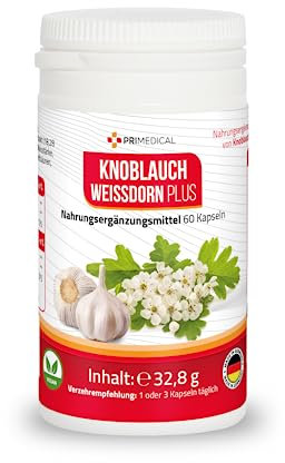 KNOBLAUCH + WEIßDORN KAPSELN mit VITAMIN C Primedical 1 x 60 Kapseln