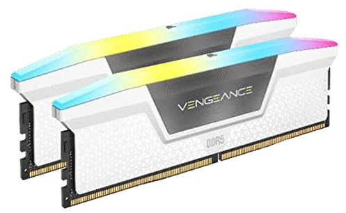 CORSAIR Vengeance RGB DDR5 RAM 64GB (2x32GB) 6000MHz CL30 Intel XMP iCUE Memoria de Ordenador Compatible - Blanco (CMH64GX5M2B6000C30W)