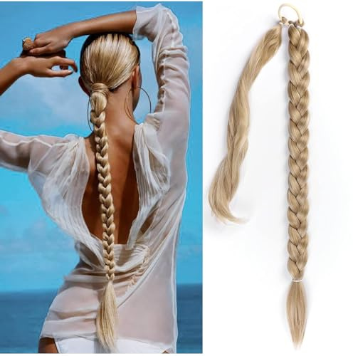 Wekuw Pelo Postizo Dorado - Coleta Natural Trenzas Extensiones para Cola de Caballo
