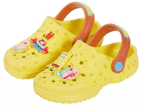 SPONGEBOB SQUAREPANTS Clogs with Charms Kids Sandals Summer Sliders with Ankle Strap Holiday Beach Shoes
