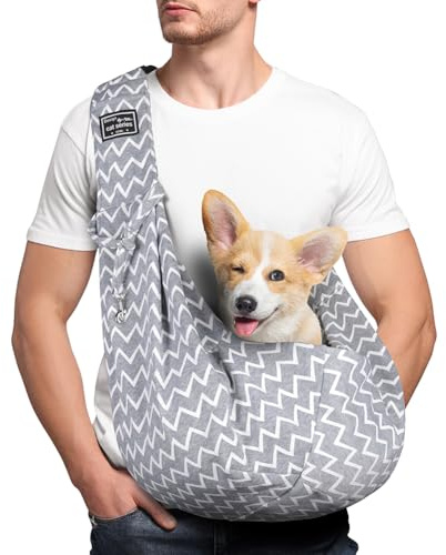 Adiwo Sac de Transport pour Chien Chat,Sac de Transport Bandoulière Réglable pour Animal de Compagnie, pour Chiens/Chats de Taille Moyenne Jusqu'à 7,5 kg pour l'extérieur, Les Voyages.(Gris ondulé)