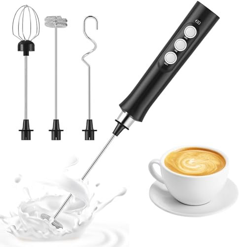 Elektrische Milchaufschäumer Handheld Milchaufschäumer Stab USB Wiederaufladbar Elektrischer Schneebesen Tragbarer Kaffee Aufschäumer aus Edelstahl Frother