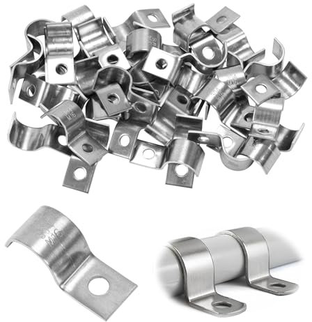 40 Stück Kabelschellen Metall Rohrschellen 16mm, Rohrschelle Edelstahl Befestigungsschelle,Kabelschellen Zum Schrauben für Kabeln, Wasserrohre (16mm)