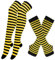BRTNUP Striped Arm Warmers Leg Warmers Set, Stripeda Socks Over Knee, Striped Arm Warmer Fingerless Gloves for Girls Women (A, One size)