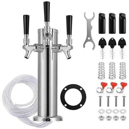 Colonne à BièRe Avec Robinet Tour de bière pression à 3 robinets, tour de Kegerator à trois robinets, distributeur de bière à colonne de 3 en acier inoxydable for boisson à la maison Tour à BièRe Pou