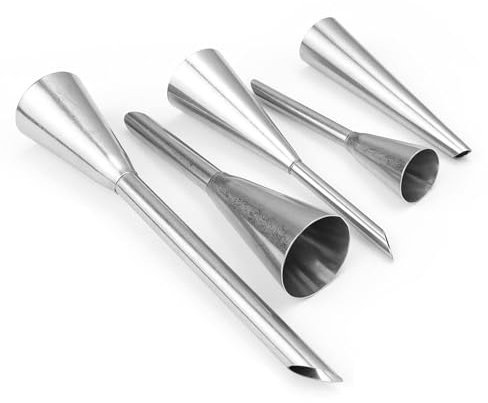 SHENGYIG Pack of 5 Stainless Steel Filling Nozzles for Pastry Syringe, Ideal for Filling Jam and Injecting Cream, Perfect for Baking, Desserts and Puff Pastry
