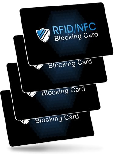 XIELBIS 4 Pack RFID/NFC Blocking Card,Card Blocker for Contactless Cards，Anti-Theft Debit & Credit Card Protector, Slim Contactless Protection for Identity Document,Wallets, Passport etc