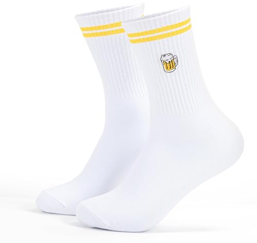 Bafiwu Chaussettes de bière pour hommes 43-46, chaussettes amusantes, costume de bière, cadeaux de bière, chaussettes de tennis avec motif, cadeaux drôles, cadeau amusant pour les amateurs de bière