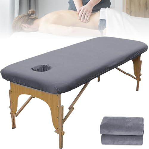 Spännskydd för massagesängar med hål, 80 x 190 cm kristallsammet tjockt tvättbart massageöverdrag överdrag, mjukt ventilerande, lämpligt för kosmetiska bord och terapibänkar, grå