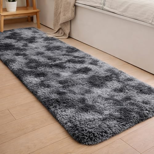 Swsen Tappeto rotondo per soggiorno, super morbido, con fondo antiscivolo, moderno, lavabile, a pelo lungo, 120 x 160 cm, colore: grigio scuro