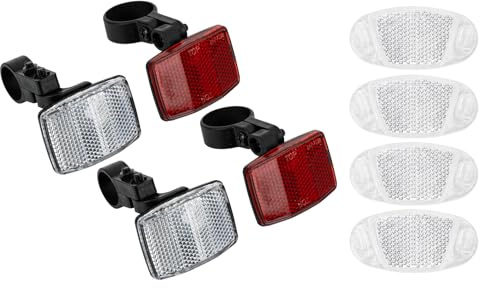 PSLER 8-Piece Bike Reflector Kit for Night Riding, Front and Rear Bicycle Safety Lights, Reflectors for Handlebar & Seatpost & Wheel Spoke, Cycling Warning Reflectors for Bike Road Safety