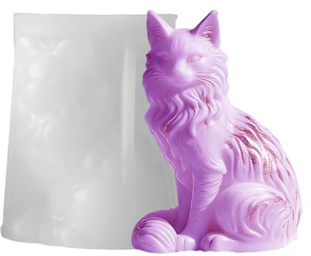 Moules à bougies - Pièce centrale en forme de chat assis pour verser des bougies - Moules en silicone pour savon - Pour fête, décoration de table, maison, salon, mariage