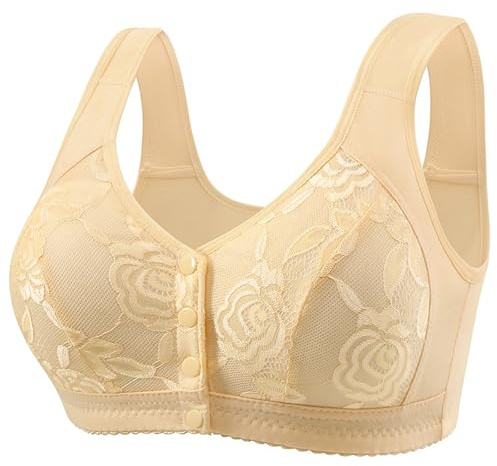 Conjunto de yoga para mujer, copa moldeadora frontal, correa de hombro ajustable, sujetador grande, conjunto de ropa interior para mujer, beige, 38