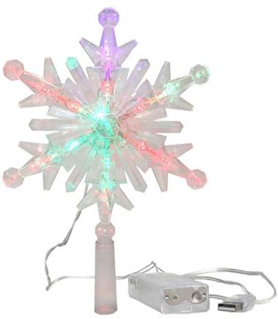 Generisk julgransspets – LED-snöflinga, upplyst trädspets | Dekorativa uppladdningsbara topper med olika belysningslägen, USB-driven juldekoration till jul