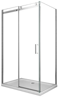 Box Doccia Angolare Reversibile Lusso Parete Fissa e Porta Scorrevole Vetro 8 mm H.190 (80 (77-79,5) x 120 (117,5-119))