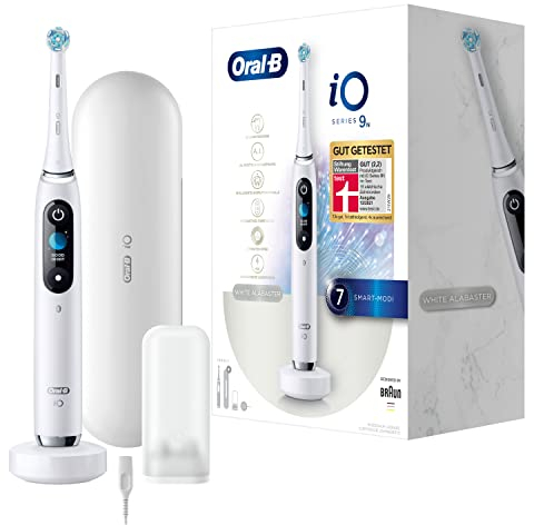 Oral-B iO Series 9 Electric Toothbrush, 7 Cleaning Modes for Dental Care, Magnetic Technology, 3D Tooth Surface Analysis, Colour Display, Charging Travel Case, Gift for Man/Woman, White Alabaster