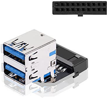 YAODHAOD USB 3.0 19PIN auf Dual USB 3.0 Adapter Converter,PC Motherboard Splitter 19/20 PIN auf 2 Ports USB 3.0 A Buchse für PC (A)