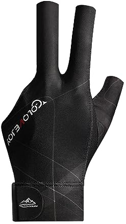 Tokaneit Guanto da Biliardo Snooker Grigio Nero Guanto da Piscina Regolabili per Mano Sinistra,Guanti Sinistro da Allenamento in Piscina Antiscivolo,Professionali Snooker Guanti,Accessori da Biliardo