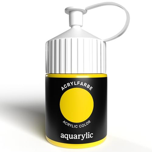 Aquarylic Hochpigmentierte Acrylfarbe Künstlerqualität - Cremige Konsistenz, Lichtecht, Vegan - Hergestellt in Österreich (Acrylfarbe - 120ml Flasche, Permanentgelb)