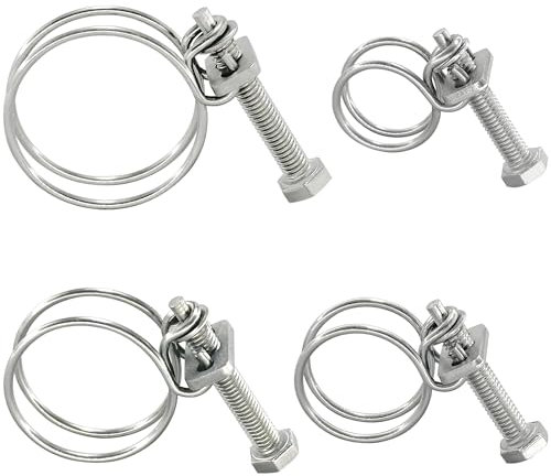 12 PCS Adjustable Double Wire Hose Clamps,304 Stainless Steel Hose Clips