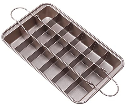 Fixiooz Brownie Pan With Dividers - Non-Stick All Edges Baking Tray, 18 Pre-slice for Oven Baking Bread, Muffins and Cupcakes - 12 X 8 X 2 Inches
