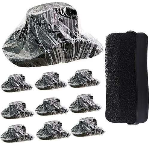 Lanxitown 10Pcs Cowboy Hat Cover and One Sponge Hat Brush Felt Hat Cleaner Hat Protector Dust Cover Black