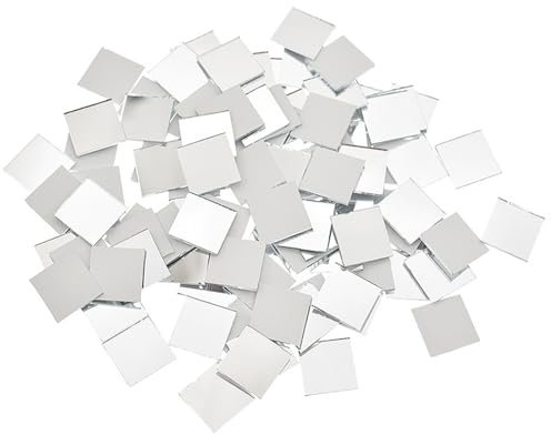 WAZUBC Lot de 200 Carreaux Miroir Autocollants 3 x 3cm Carreaux de Miroir Carrés Autocollants Mosaïque en Verre pour Loisirs Créatifs et Décoration (argenté)