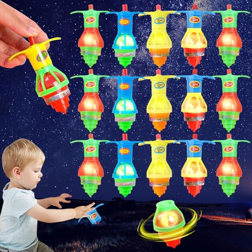 Peonza Luminosos, 15 Peonzas Niños con Luz LED, Juguete Luminoso Regalos de Cumpleaños para Fiestas Favores, Relleno de Piñata, Fiestas de Cumpleaños de Niños Regalos para Invitados(Color Aleatorio)