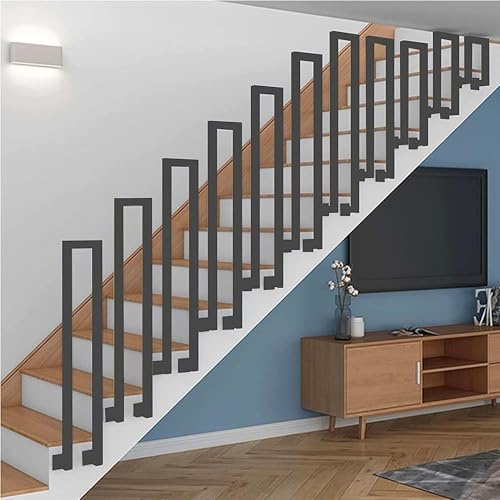 Pasamanos de escalera en forma de U, barandilla de mano de 35-100 cm de alto para casa, villa, loft, barandilla de escalera de hierro forjado negro para porche y jardín (75 cm (2,5 pies))