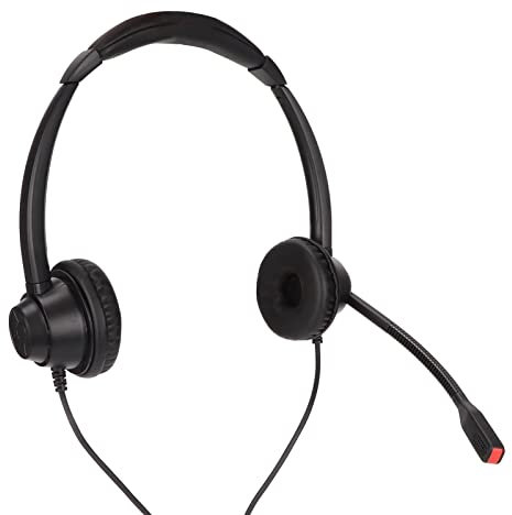 Telefonheadset med Mikrofonbrusreducering, Binauralt Headset med RJ9-uttag för Office Call Center Bordstelefon VOIP-Telefon Fast Telefon