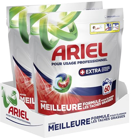 Ariel Professional Capsules de Lavage All-in-1 Original 120 lavages (60x2), Efficace sur tous les types de taches de graisse
