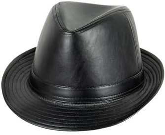 Black Jungle Adam Trilby läderlook karibisk hatt Havannahut regnhatt hatt solhatt unisex, svart, L-XL